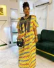 Ethnic Clothing Women African Dresses Embroidery Short Sleeve V Neck Party Dress Print Vestidos Loose Fit Floor Length Spliced Slight Strech