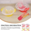 Suction Cup Bowl Spoon Set Baby Tableware Food Serving Kids Feeding Toddler Infants Silicone Useful Plates 231229