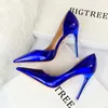 Boots 2021 Sexy Women 10.5cm Fetish High Heels Pumps Scarpins Blue Green Sliver Gold Female Bridal Heels Patent Leather Big Size Shoes