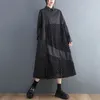 Vestidos casuais 2023 japonês yamamoto estilo escuro retalhos floral solto chique preto outono blusa vestido moda mulheres primavera