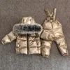 Kış Kids Butik Giyim 2 Parçası Setler Ceket Askı Pantolonları Büyük Kürk Yaka Sıcak Yumuşak UNISEX SKI KURULUM 231228