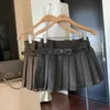 Spicy Girl Style Maillard Coffee Suede Pleated Skirt Women's 2023 Autumn/Winter High Waist Half length Short Skirt A-line Skirt