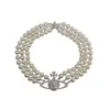 Designer Viviane Westwood Pingente Western Rainha Mãe Temperamento Pérola Pearl Full Full Diamond Saturn colar Chain de clavícula de festa exagerada