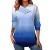 Women's Blouses Spring Women Blouse Long Sleeve Fashion Print Top Button Pullover V-neck Office Lady Street Beautiful 3D Clothing Femme