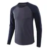 Casual o pescoço magro ajuste muscular manga longa retalhos fitness topos camiseta para homens respirável macio t camisas roupas masculinas 231228