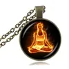 Chakra halsband Buddha hänge yogalog meditation halsband reiki helande smycken andligt uttalande halsband om symbol brons kedja 244w