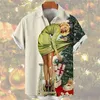 Men's Casual Shirts Funny Santa Claus Graphic For Men Clothing Merry Christmas Snowflake Elk 3D Printed Blouses Xmas Lapel Blouse Y2k Tops
