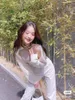 Calças femininas de duas peças Kpop Ive Jang Won Jovens Mulheres Streetwear Sexy Manga Longa Curto Malha Hoodies Moletons Moda Slim Pulôver