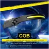 ヘッドランプ1-5PCS COB LEDヘッドランプフロントランプバッテリーUSB充電済み釣りカムランニングランタンドロップ配信DHECW