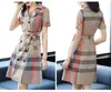 329 2023 New Fashion Checkered Shirt Skirt Slim and Loose OL Style Short Sleeve Dress Wome