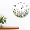 Horloges murales Vintage aquarelle plante chambre horloge grande cuisine moderne salle à manger ronde salon montre décor à la maison