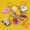 Party Favor 8 Stuks Cartoon Farm Animal PVC Sleutelhangers Voor Kinderen Jongen Verjaardag Gunsten Kraamcadeaus Thema Decoratie