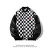 남자 S Jackets American Checkerboard Ing 야구 재킷 패션 브랜드 느슨한 BF 다목적 캐주얼 Jaket Mens 의류