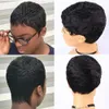 Perruques de cheveux humains droites courtes couleur naturelle brésilienne Remy cheveux coupe de lutin perruque perruque de cheveux humains pour les femmes noires MYLOCKME 231229