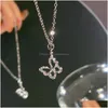 Chokers 17Km Mode Vlinder Hart Zirkoon Ketting Voor Vrouwen Meisjes Sier Kleur Glanzende Liefde Sleutelbeen Ketting Kettingen Trend Sieraden Dr Dhjqb