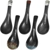 Spoons 5 Pcs Japanese Spoon Soup Coffee Scoop Ravioli Restaurant Kitchen Utensil Ceramics Home Asian