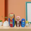 5x 귀여운 러시아 중첩 인형 나무 장난감 클래식 장식품 생일 홈 크리스마스 어린이 어린이 231229