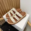 Moda Bliper Brown Sandale Designer vintage Mule Summer Loafer Woman Sandal Leather Sliders Sliders de luxo Sapatos casuais