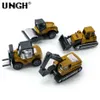 UNGH 4pcs set Mini Alloy Diecast Engineering Car Vehicle Excavator Truck Model Educational Toy for Children Boy Birthday Gift 231228