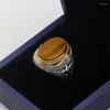 Pierścienie klastra hurtowe kamienne tugrowskie oko Turejczycy vintage naturalny ręcznie robiony srebrny pierścień 925 s