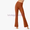 Pantaloni da yoga da donna LL da donna pantaloni svasati con orlo diviso lunghi interni esterni a vita alta sottili gambe da spettacolo yoga softstreme fitness net tinta unita leggings morbidi s5