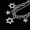 Link pulseiras na moda aço inoxidável estrela de cinco pontas pulseira empilhada corrente para homens jóias presente hip hop acessórios de mão