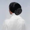 Roupas étnicas Inverno Veludo Turbante Cap para Mulheres Elegante Glitter Diamantes Africano Cabeça Wraps Muçulmano Lenço Bonnet Elástico Feminino
