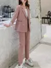 ファッション女性ブレザーパンツトワイスセットオフィスレディスリムソリッドシックパンツスーツ女性フォーマルビジネス衣装231228