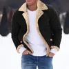 Herren Plus Size Wintermantel Reverskragen Langarm gepolsterte Lederjacke Vintage verdicktes Schaffell mit Kapuze für 231228