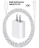 20W PD شحن سريع الشاحن الشاحن كبل USB C لـ Apple AirPods iPhone 14 13 12 MINI 11 Pro Max Charge Data Line3543393