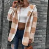 Kvinnors hoodies 2023 Vinterkvinnor Fashion Jacket Huven Plaid Cardigan Dubbelsidig bomullsrock Långt tjocka ull KVINNA KLÄNNINGAR