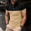 メンズTシャツファッション春と夏のカジュアルな短袖ボタンvネックメンズシャツパック男性用マイクロファイバーティー