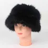 Chapeaux de seau en fausse fourrure moelleuse d'hiver pour femmes, chaud en peluche, mode Panama décontracté, casquette de pêcheur, chapeau de bombardier noir 230920