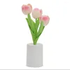 Night Lights Simulation Tulip Table Lamp Romantic Pink Battery Operated Flower Bedroom Light Home Decoration