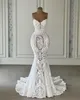 Lace Wedding Vintage Mermaid Dresses Sexy Strapless Open Back Vestidos De Novia Country Western Court Train Slim and Flare Trmpet Plus Size Boho Bridal Gowns