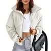 Damen-Trenchmäntel, Wintermantel für Frauen, lange Ärmel, mit Reißverschluss, gesteppt, kurze Baumwolle, um warm zu bleiben, Manteau Femme Hiver