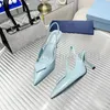 Women Sandals Designer Slides Brushed Leather Pumps Summer Screen-printed High Heels Fashion Flat Flip Flops Classic Shoes Without Box