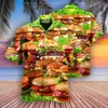 Mannen Casual Shirts 2023 Kleding Binge Hamburger Grappig Hip Hop Strand Zomer Hawaii Tops Cubaanse Stijl Oversize Vet Knop