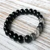 SN1055 Bracelet à Quartz rutilé en Onyx noir de qualité supérieure, Bracelet de guérison, Chakra du cœur, Yoga, bijoux 2984