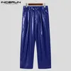 Przystojne dobrze pasujące męskie spodnie Patent skórzane długie spodnie Inderun Male Party Klub nocny Klub wysokiej talii S-5xl 231229
