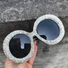 Lunettes De soleil strass femmes Designer Steampunk surdimensionné rond femme lunettes De soleil Festival De Sol Feminino 231228