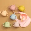 Cartoon Cute Silicone Straw Cup Children's Drinking Cup Snack Cup 2-i-1 Food Storage Box med handtag Feed Water Cup BPA gratis 231229
