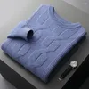 Erkek Sweaters Sonbahar ve Kış Merino Yün Kaşmir Sweater O yaka kalınlaşmış kazak örgü moda Kore lüks ceket üst