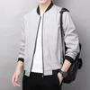 Men's Jackets Men Solid Color Jacket Regular Fit Versatile Spring/fall Stand Collar Smooth Zipper Closure Mid Length