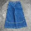 JNCO Jeans Y2K Mens Harajuku Hip Hop Canguru Gráfico Bolso Grande Azul Vintage Baggy Gótico Cintura Alta Calças Largas 231228