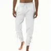 Men's Pants Ankle Cuff With Drawstrings Solid Color Costume Banded Strap Bound Harlan Trousers Men Clothing