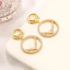 FF Women roestvrijstalen brief Designer oorbellen 18K Gold vergulde extravagante geometrische Crystal Rhinestone -oorbellen voor Lady Party Fashion Accessories