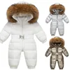 Vinterskiddräkt Baby Jumpsuit Boy Overalls Warm Down Jacket Kids Toddler Girl Clothes Children Clothing Faux päls Coat Overcoat 231228