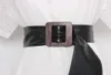 Boucle sans épingle ceinture de taille réglable femmes noir en cuir verni souple large sangle Corset large ceinture ceinture Cinturon Mujer 2020 Q062345709