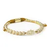 Men Jewellery slivery Crown Charm Bracelets Strands Jewelry 4mm Round Beads Braided Bracelet Female pulseira Zircon Gift Valentine234S